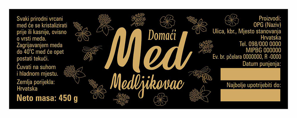 Etiketa / naljepnica za med Black mono