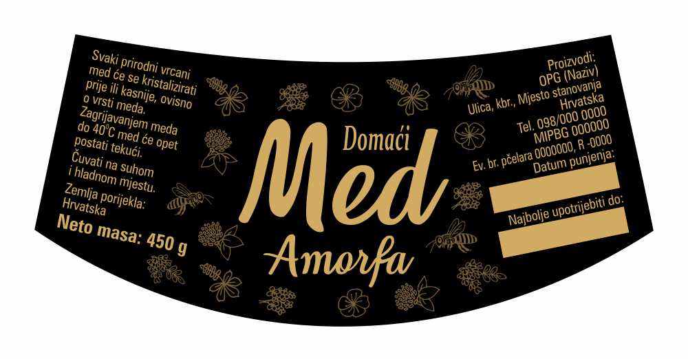 Etiketa / naljepnica za med Black mono