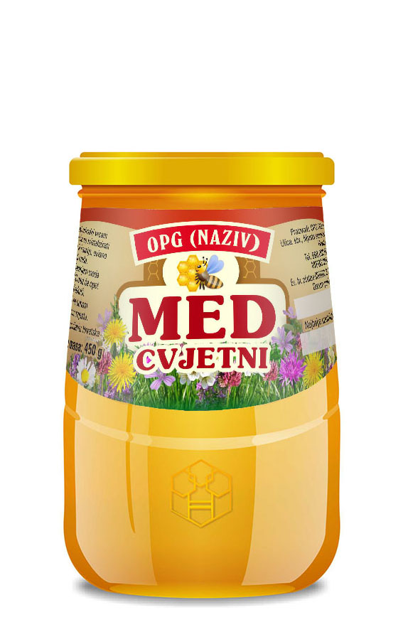 Bronzo - Nacionalna 450 g - Cvjetni - Etiketa / naljepnica za med