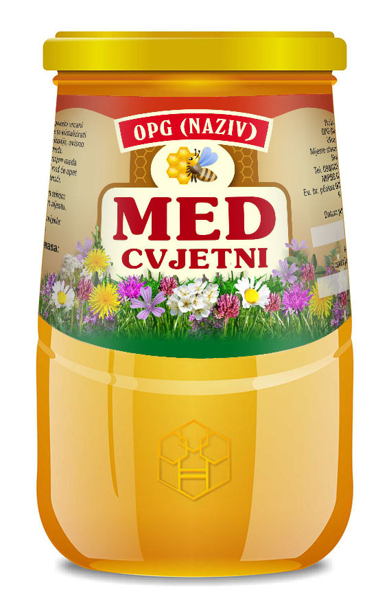 Bronzo - Nacionalna 900 g - Cvjetni - Etiketa / naljepnica za med