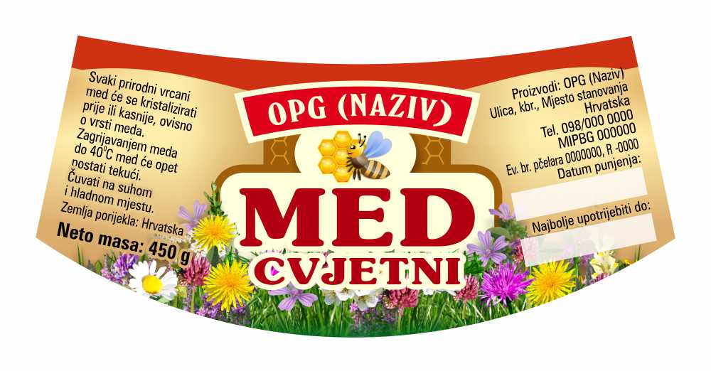 Etiketa / naljepnica za med Bronzo