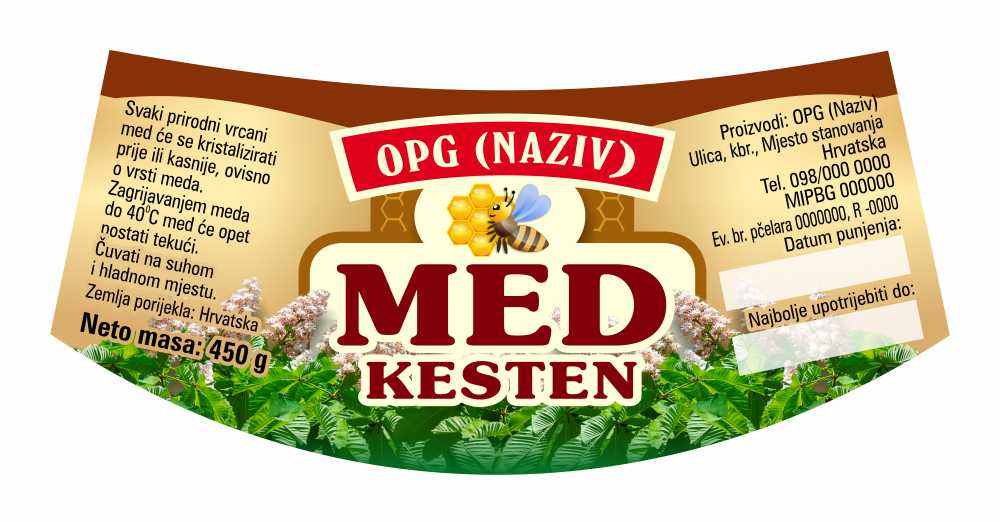 Etiketa / naljepnica za med Bronzo