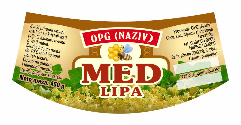 Etiketa / naljepnica za med Bronzo