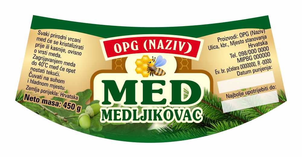 Etiketa / naljepnica za med Bronzo