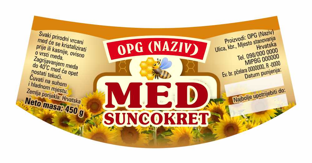 Etiketa / naljepnica za med Bronzo