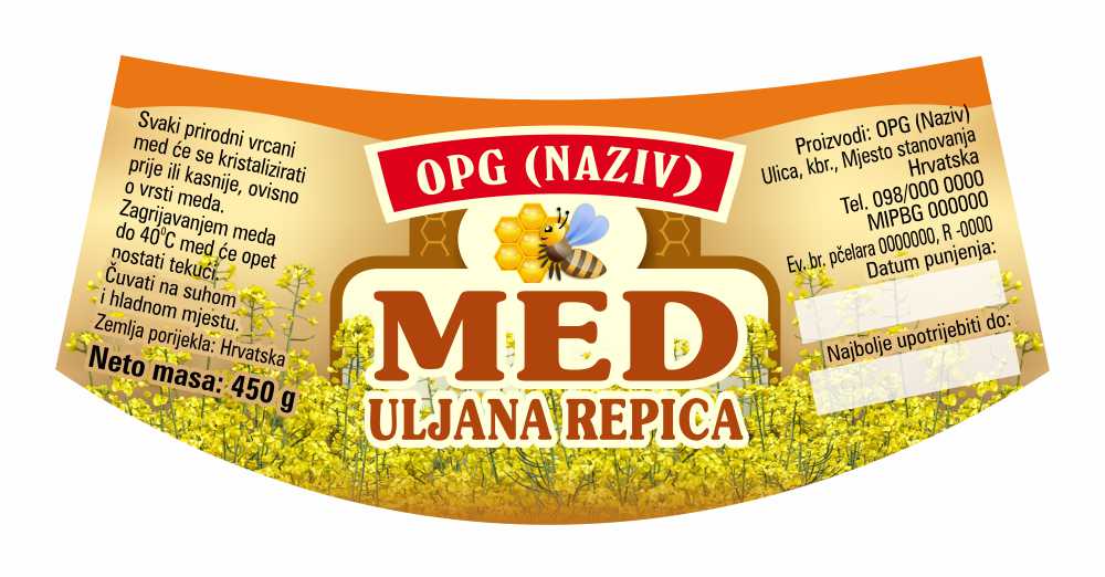 Etiketa / naljepnica za med Bronzo