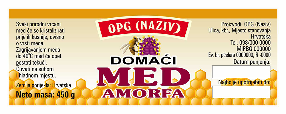 Comb - Cetvrtasta 450 g - Amorfa - Etiketa / naljepnica za med Etiketa / naljepnica za med Comb
