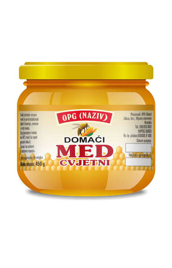 Comb - Cetvrtasta 450 g - Cvjetni - Etiketa / naljepnica za med