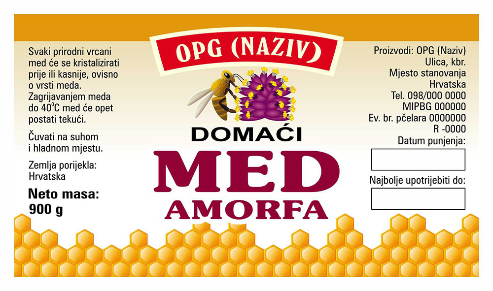 Comb - Cetvrtasta 900 g - Amorfa - Etiketa / naljepnica za med Etiketa / naljepnica za med Comb