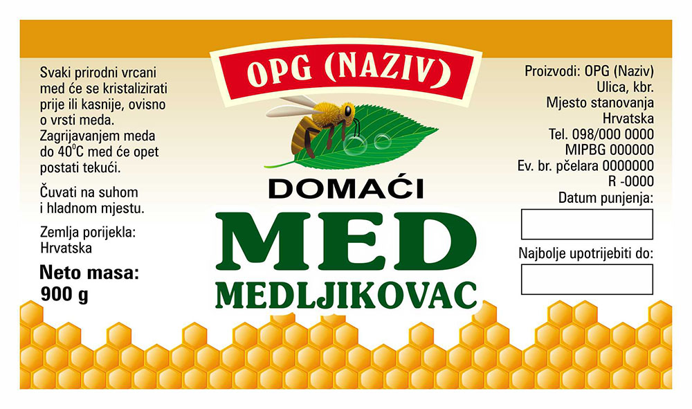Comb - Cetvrtasta 900 g - Medljikovac - Etiketa / naljepnica za med Etiketa / naljepnica za med Comb
