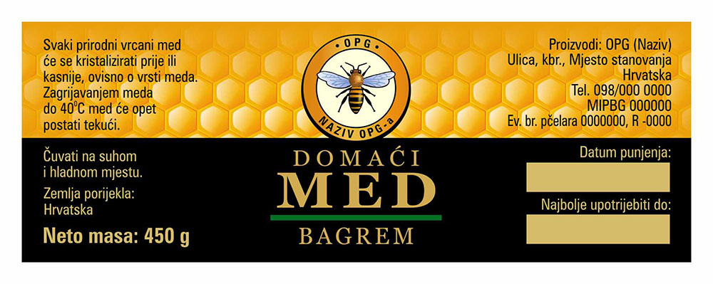 Etiketa / naljepnica za med Comb black