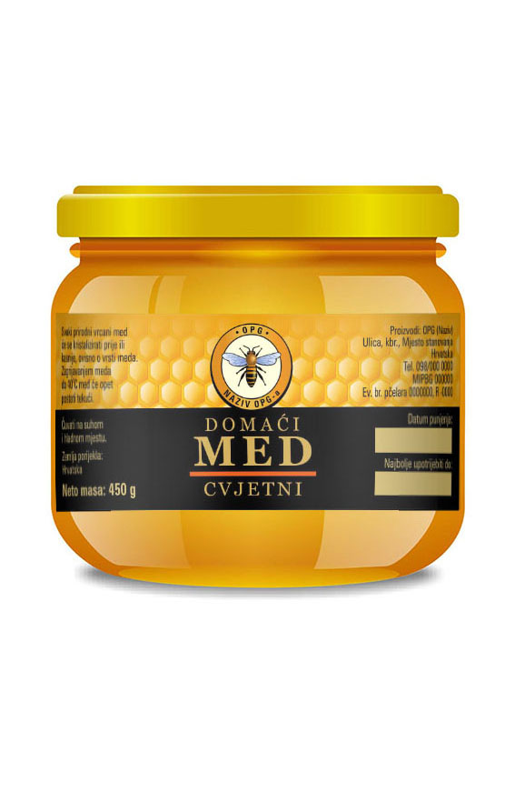 Comb black - Cetvrtasta 450 g - Cvjetni - Etiketa / naljepnica za med