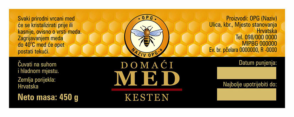 Etiketa / naljepnica za med Comb black