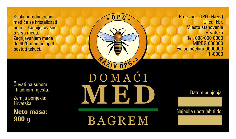 Etiketa / naljepnica za med Comb black