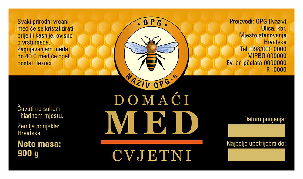 Etiketa / naljepnica za med Comb black