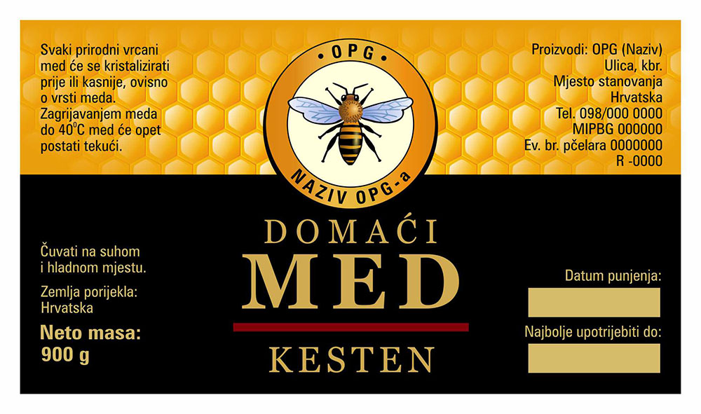 Etiketa / naljepnica za med Comb black