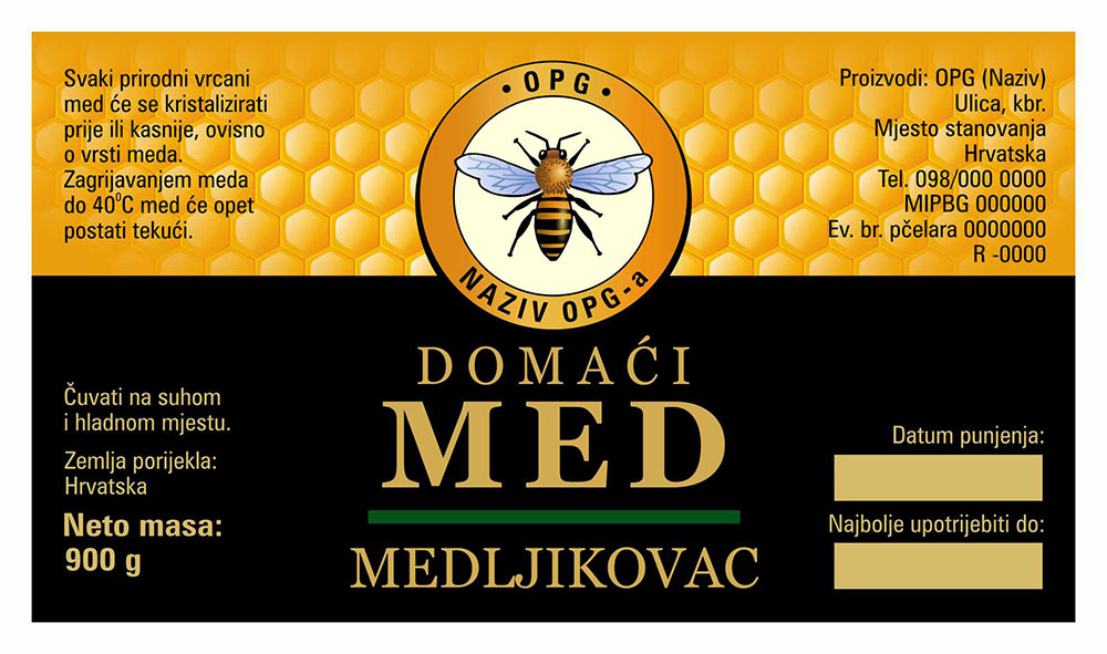 Etiketa / naljepnica za med Comb black