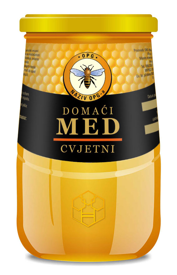 Comb black - Nacionalna 900 g - Cvjetni - Etiketa / naljepnica za med