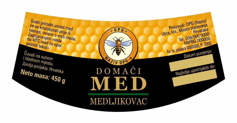 Etiketa / naljepnica za med Comb black