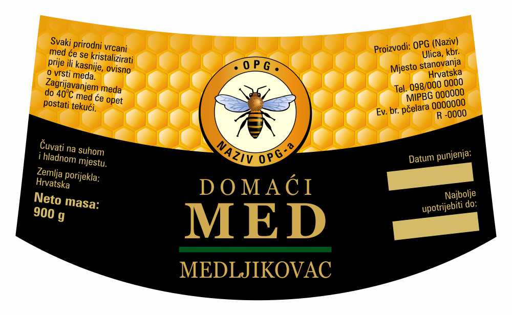 Comb black - Nacionalna ricana 900 g - Medljikovac - Etiketa / naljepnica za med Etiketa / naljepnica za med Comb black