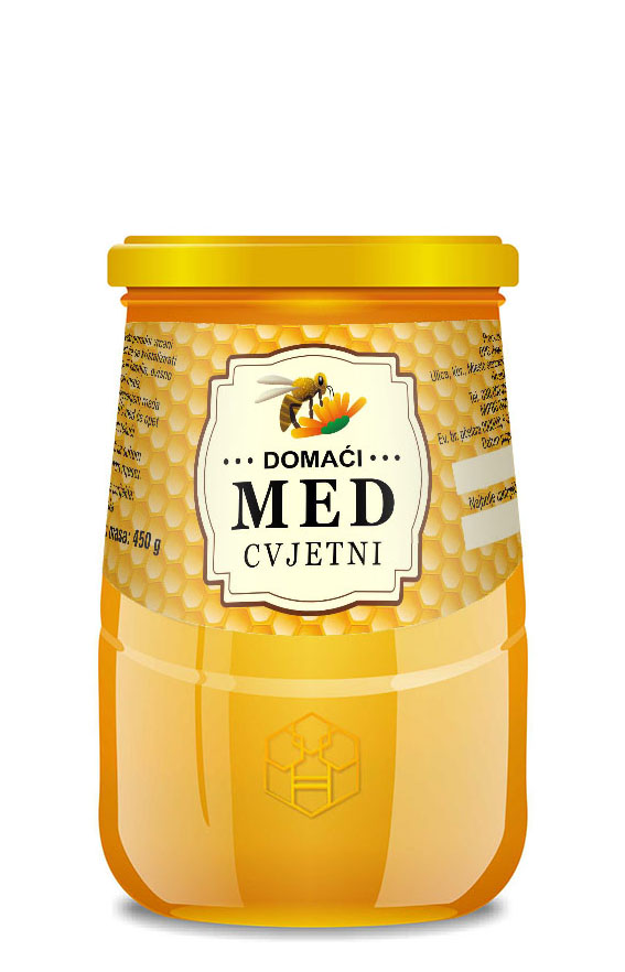 Comb gold - Nacionalna 450 g - Cvjetni - Etiketa / naljepnica za med