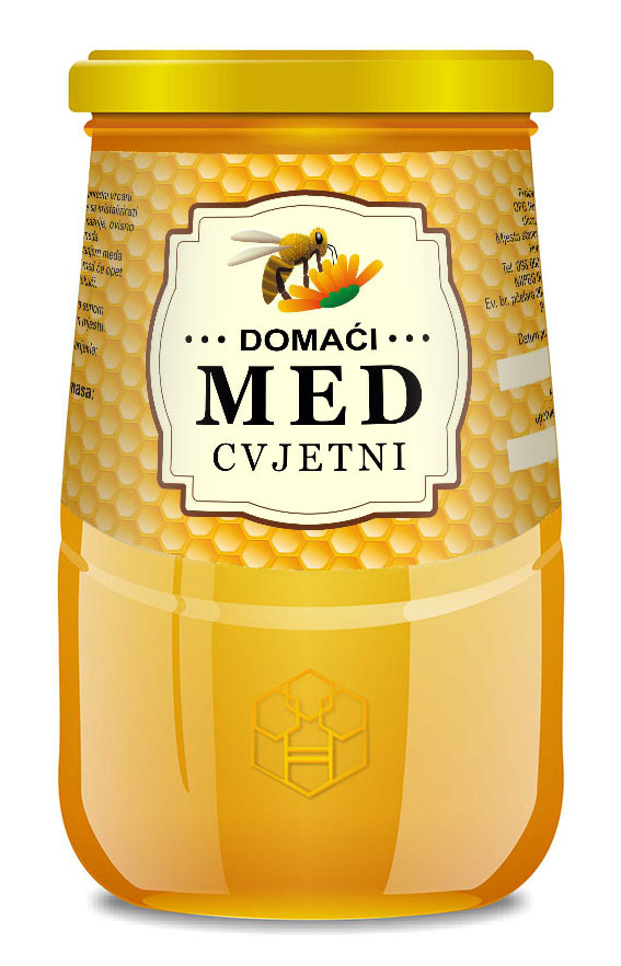 Comb gold - Nacionalna 900 g - Cvjetni - Etiketa / naljepnica za med