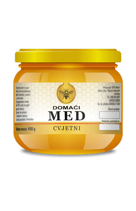 Gold white - Cetvrtasta 450 g - Cvjetni - Etiketa / naljepnica za med