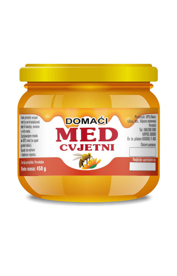 Liquid - Cetvrtasta 450 g - Cvjetni - Etiketa / naljepnica za med