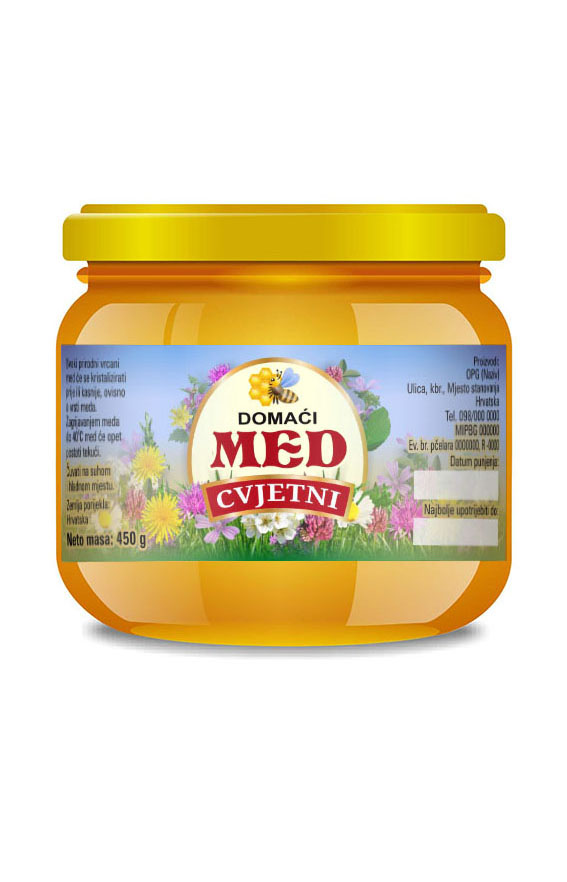 Nature 02 - Cetvrtasta 450 g - Cvjetni - Etiketa / naljepnica za med