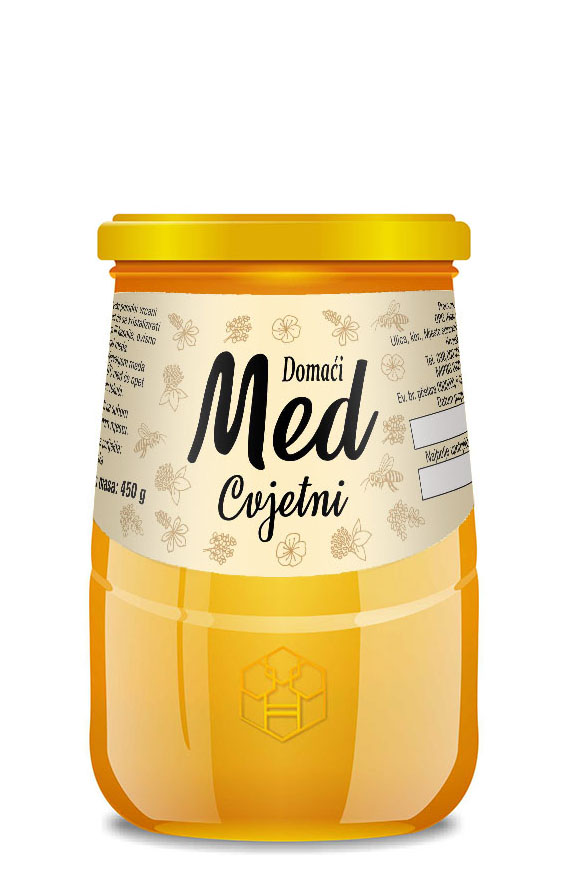 Sepia mono - Nacionalna 450 g - Cvjetni - Etiketa / naljepnica za med