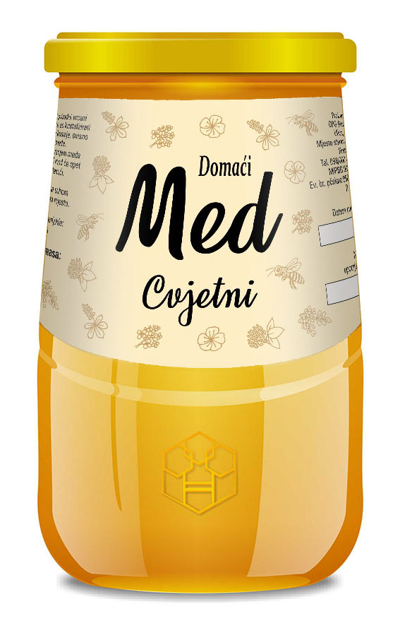 Sepia mono - Nacionalna 900 g - Cvjetni - Etiketa / naljepnica za med